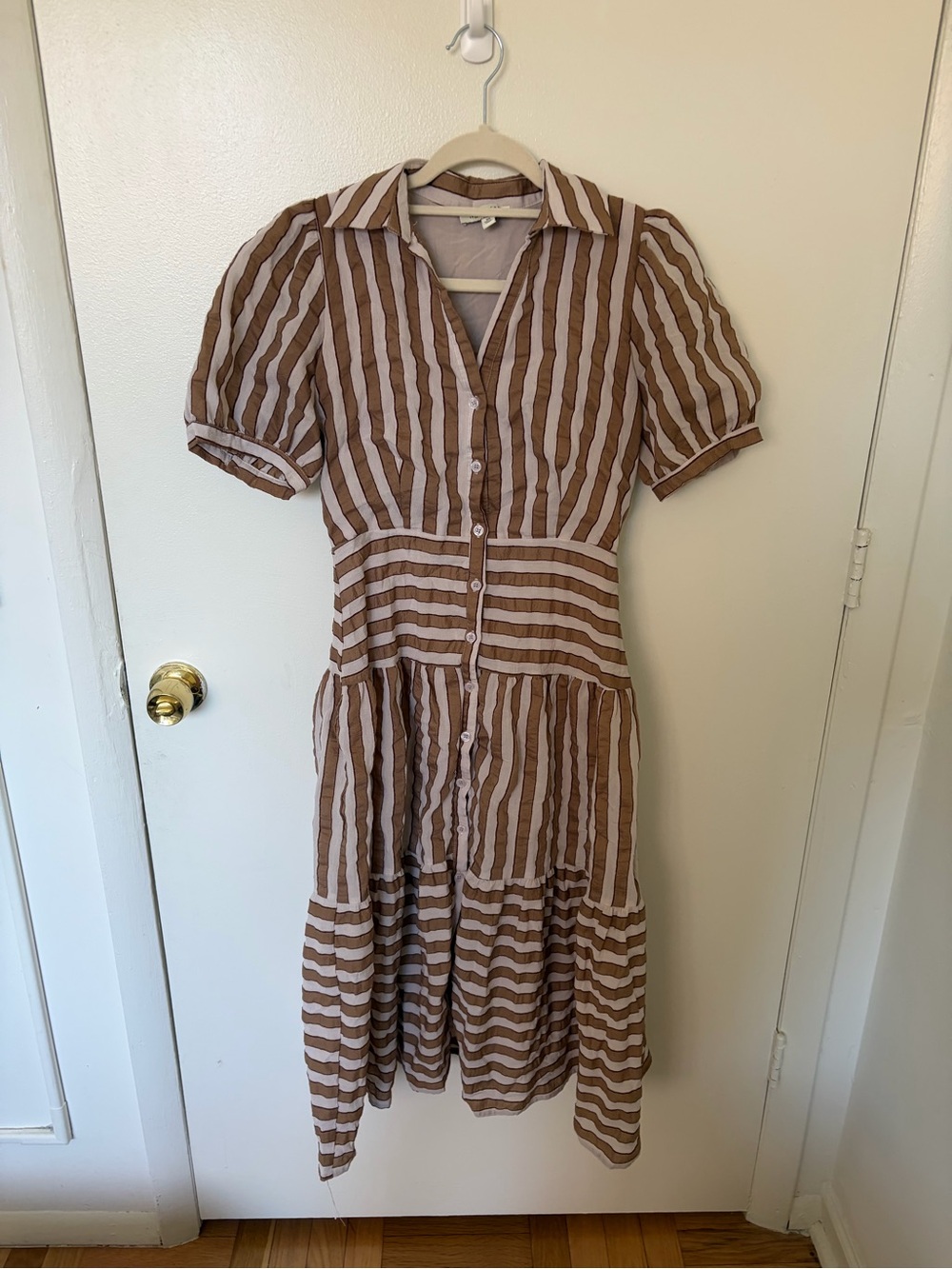 Striped Brown and Cream Midi/Maxi Dress